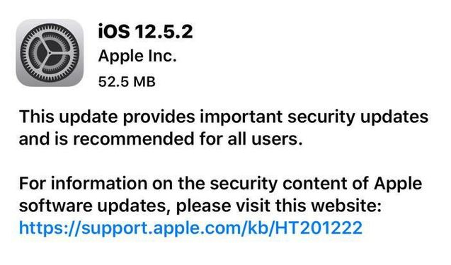 沙湖镇苹果手机维修分享iOS12.5.2发布，建议所有老苹果用户安装 